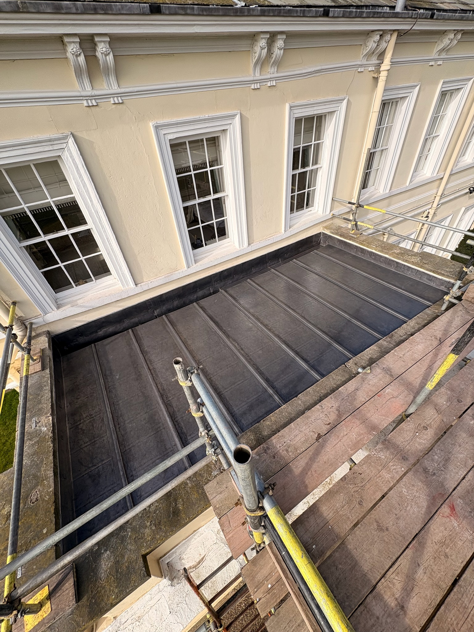 Completed warm lead roof after reconstruction